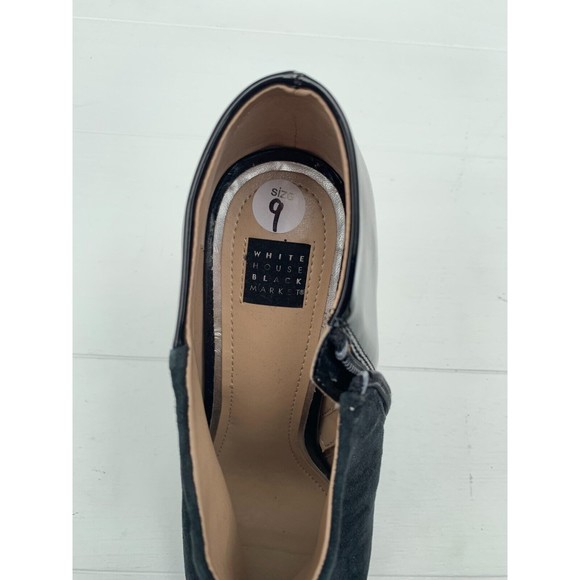 White House Black Market Eliza Suede & Patent Booties Womens Black Size 9 - Picture 8 of 9